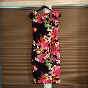 Vince Camuto Black Floral Midi Dress